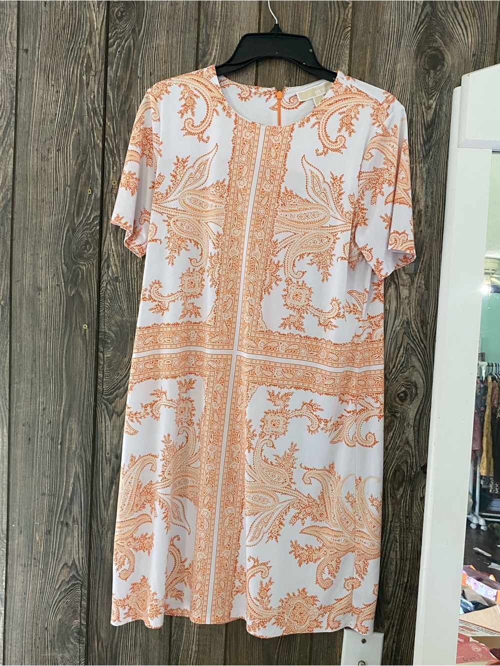 Michael Kors White and Orange Paisley Midi Dress